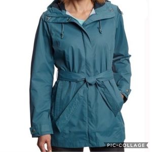 Pardon My Trench Columbia Teal Trench Coat Size L